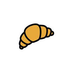 croissant doodle icon, vector color line illustration