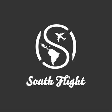 airplane flight logo design to south america