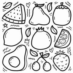 fruit cartoon kawaii doodle design for coloring, backgrounds, stickers, logos, symbol, icons and more