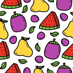 fruity cartoon doodle seamless pattern design