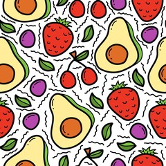 fruity cartoon doodle seamless pattern design