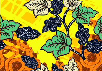 Fototapeta premium Indonesian batik motifs with very distinctive patterns of plants and butterflies