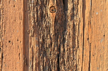 Obraz premium Old wood surface. Old peeling paint. Wooden boards. Wooden door. Painted surface. Vintage background.