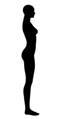 Silhouette of a girl on a white background. Side view. Vector illustration