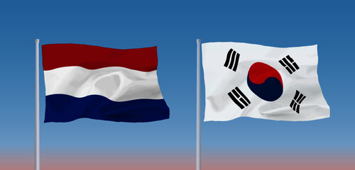 韓国とオランダの国旗