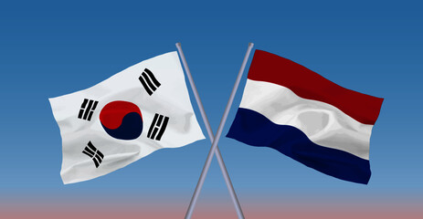 韓国とオランダの国旗