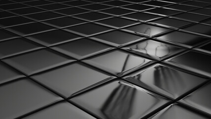Vial and ampule reflection on a glass tile floor (3D Rendering)