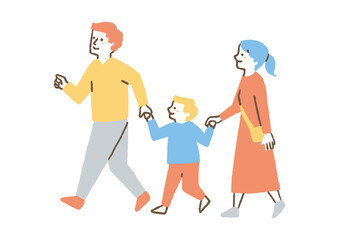 お出かけする3人家族02