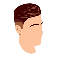Vector men hairstyle illustration. White isolated background