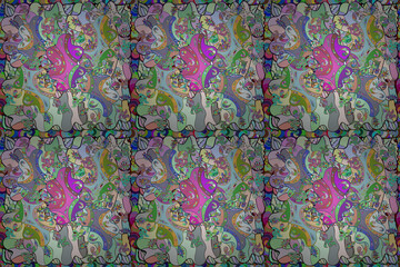 seamless raster pano with colorful curls doodles