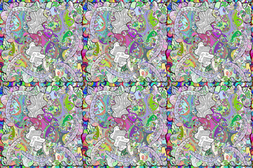 seamless raster pano with colorful curls doodles