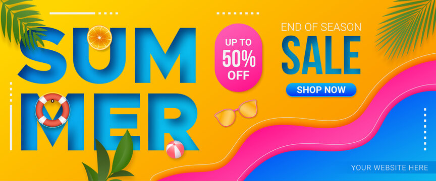 Colorful summer sale banner promotion template
