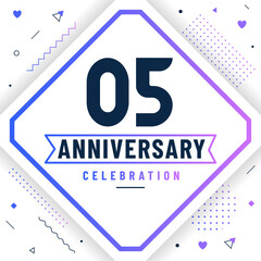 5 years anniversary greetings card, 5 anniversary celebration background free vector. © Stockia