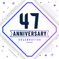 47 years anniversary greetings card, 47 anniversary celebration background free vector.