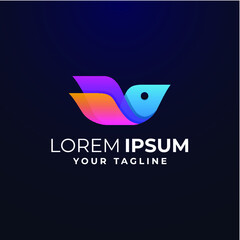 AWESOME GRADIENT ABSTRACT BIRD LOGO TEMPLATE