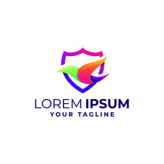 AWESOME GRADIENT BIRD SHIELD LOGO TEMPLATE