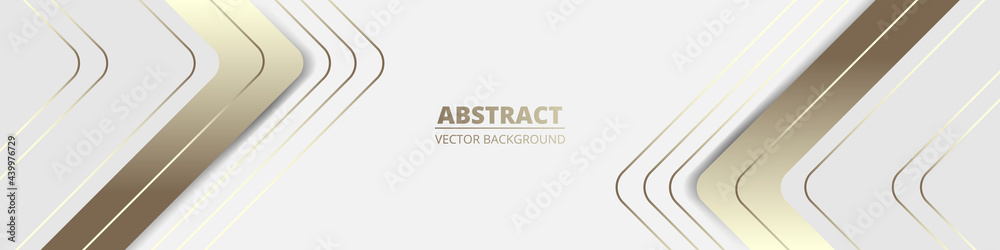 Aufkleber white wide luxury abstract background with golden lines and shadows, arrows and angles. modern light