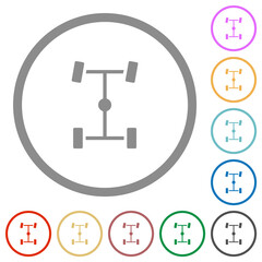 Central differential flat icons with outlines