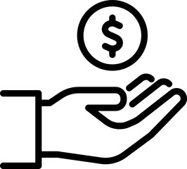 hand holding money minimal line icon