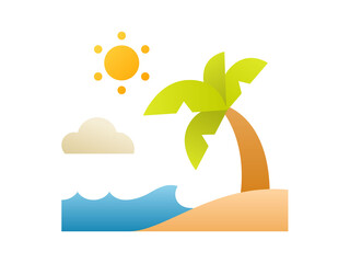 Fototapeta na wymiar summer beach single isolated icon with smooth style