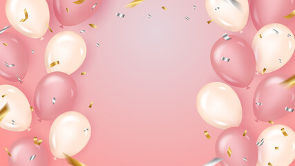 紙吹雪と風船の背景　ベクター素材 © SB