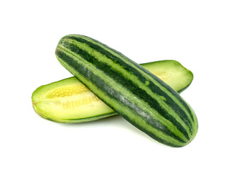 sliced Cucumber or Cucumis melo isolated on white background