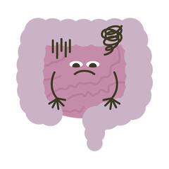 小腸のキャラクター。元気がない小腸のイラスト。