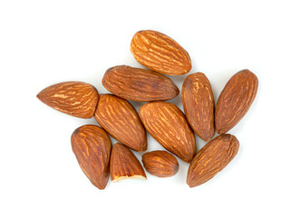 almonds natural roasted isolated on white background