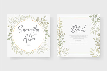 Obraz na płótnie Canvas Modern wedding invitation template design with leaf ornament