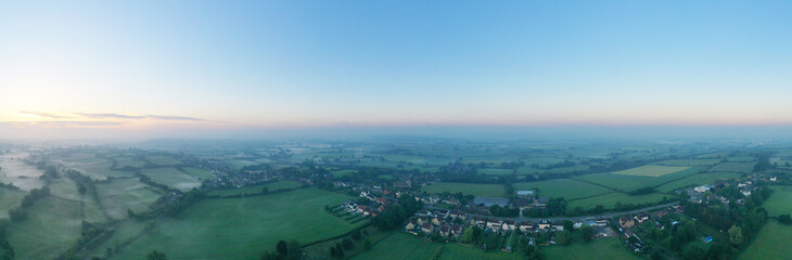 Aerial Panorama of the village of Brinkworth is the longist village in England