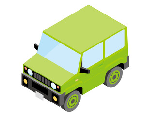 RV車　軽自動車　アイソメトリックスの自動車のイラスト　3D立体イラスト　白バック　ベクターデータ