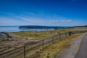 Chambers Bay Golf Course on shores of Puget Sound, Tacoma, Washington. Home of the US Open in 2015.
A municipal course owned by Pierce County