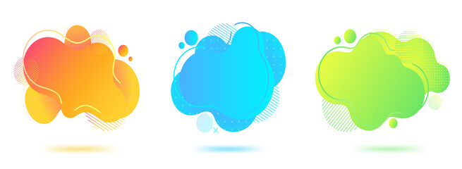 Fluid abstract vector banners. Set of geometric liquid forms. Gradient elements for flyer, brochure and posts with text copy space. Graphic dynamic shapes for minimal curvy design. Vector