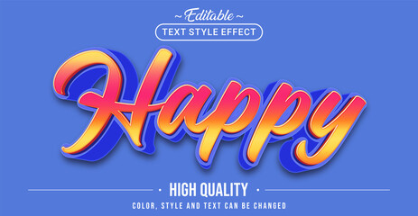 Editable text style effect - Happy text style theme.