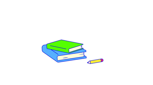 Two books and a pencil. Isolated vector image in eps format.