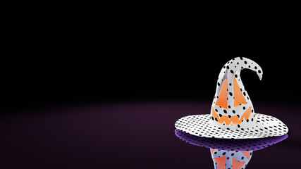 Halloween Funny Witch Hat on Gradient Purple Background. Rendering from 3D.