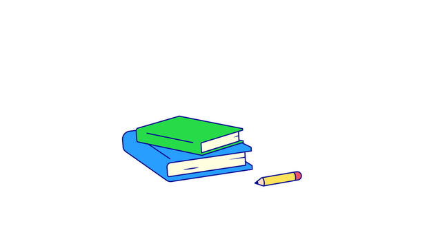 Two books and a pencil. Isolated image in jpeg format.