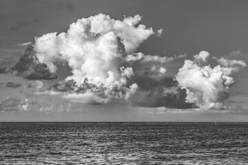 Black White Large White Rain Cloud Blue Water Moorea Tahiti