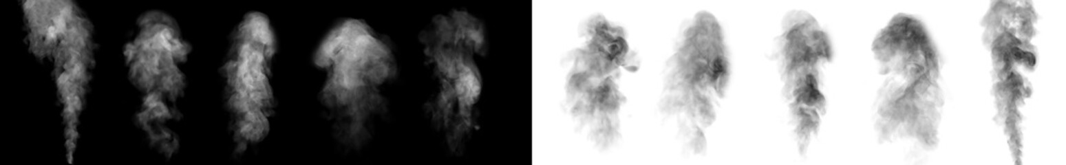 smoke steam isolated black white background