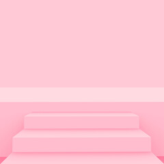 3d pink cube and box podium minimal scene studio background. Abstract 3d geometric shape object illustration render. Display for cosmetic fashion and valentine product.