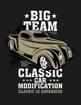 big team, illustration classic car