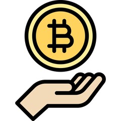 Bitcoin icon, Cryptocurrency related vector
