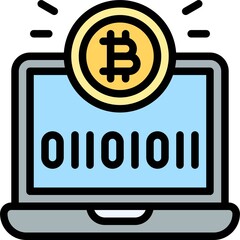 Binary code icon, Cryptocurrency related vector