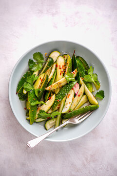 Cucumber in sweet pickle marinade with mustard seeds, chilli, fennel seeds and fresh coriander