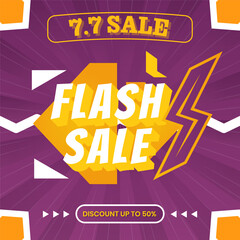 flash sale banner template design. 77 sale banner flash sale for season or event marketing campaign. advertisement element design