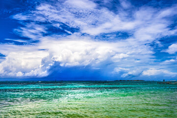 Rain Storm Coming Pier Blue Water Moorea Tahiti