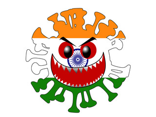 Flag of virus shape. India Country sign. 