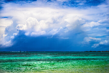 Rain Storm Coming Pier Blue Water Moorea Tahiti