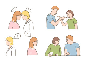 People angry and arguing with each other. hand drawn style vector design illustrations. 