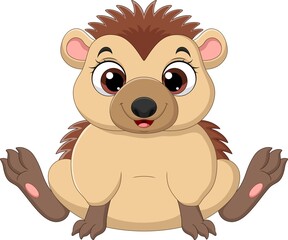 Cartoon cute baby hedgehog sitting